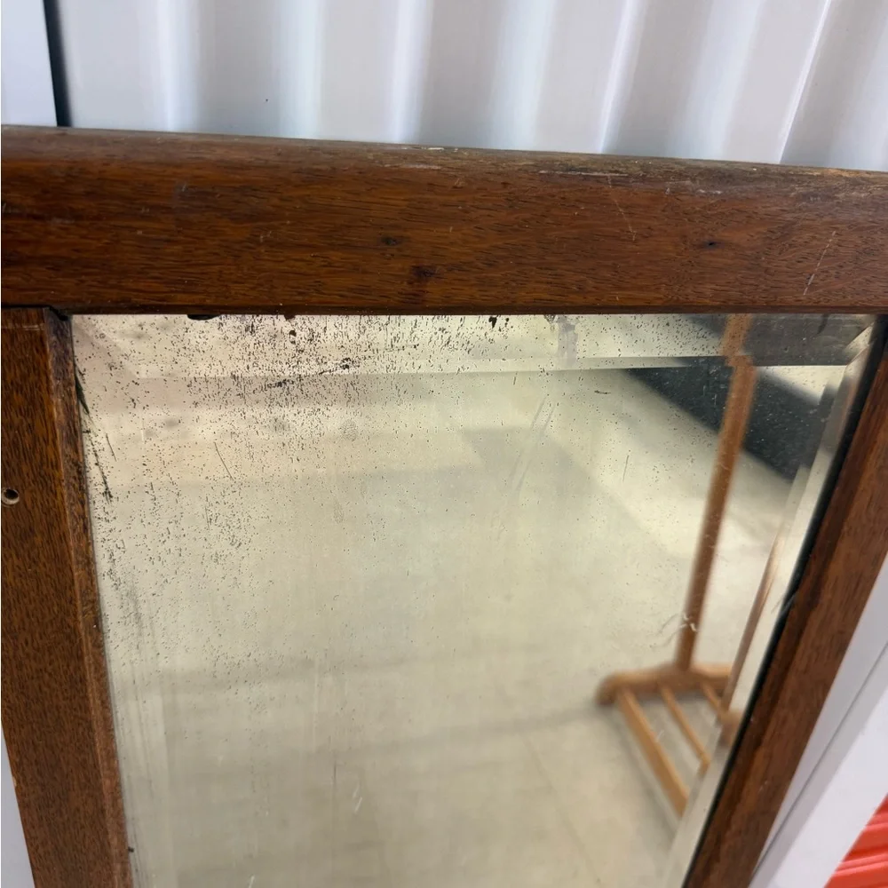 Full Length Wood-Framed Standing Mirror - Brown Frame, Clear Glass